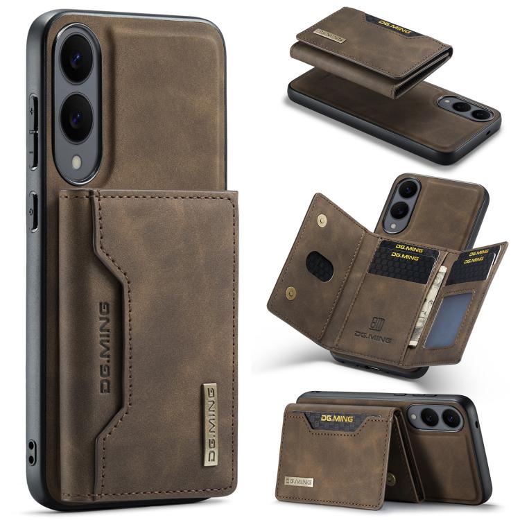 

For Samsung Galaxy S25 Edge 5G DG.MING M2 Series 3-Fold Multi Card Bag + Magnetic Phone Case(Coffee)
