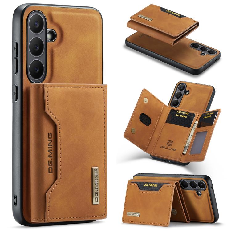 

For Samsung Galaxy S25 FE 5G DG.MING M2 Series 3-Fold Multi Card Bag + Magnetic Phone Case(Brown)