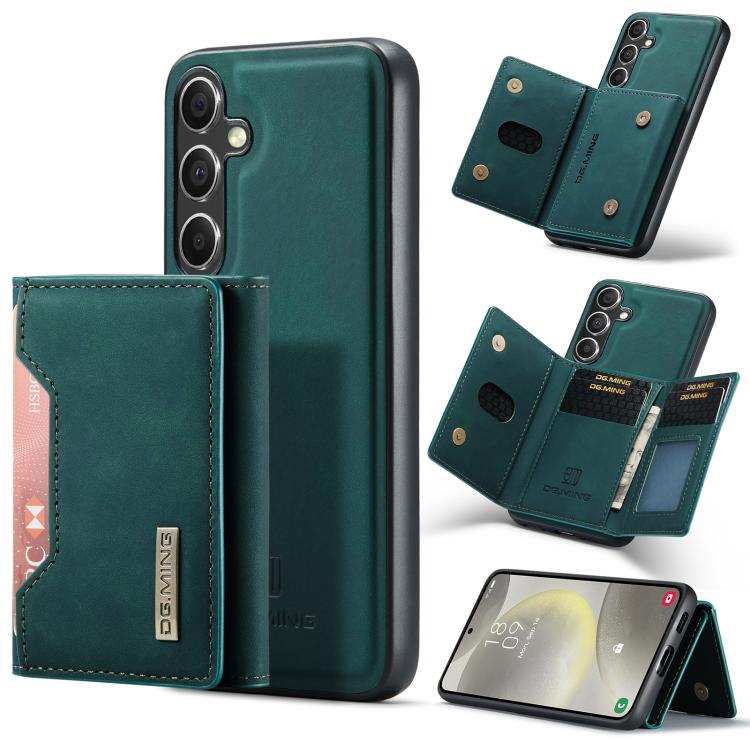 For Galaxy S25 5G DG.MING M2 Series 3-Fold Multi Card Bag + Magnetic Phone Case(Green)