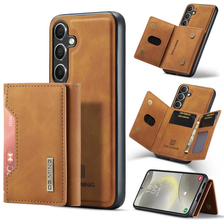 For Galaxy S25+ 5G DG.MING M2 Series 3-Fold Multi Card Bag + Magnetic Phone Case(Brown)