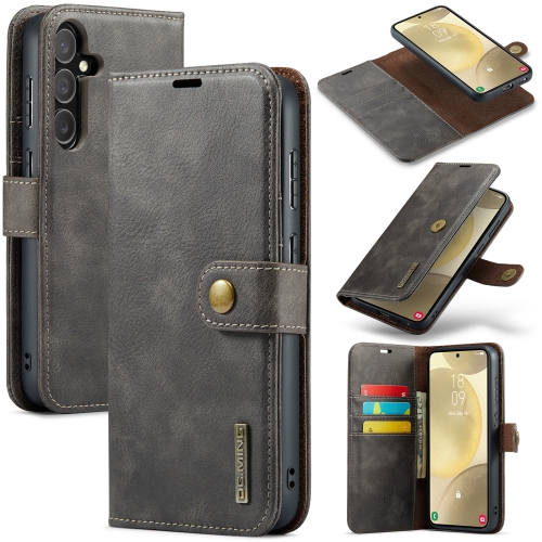 

For Samsung Galaxy S24 FE 5G DG.MING Crazy Horse Texture Detachable Magnetic Leather Case(Grey)