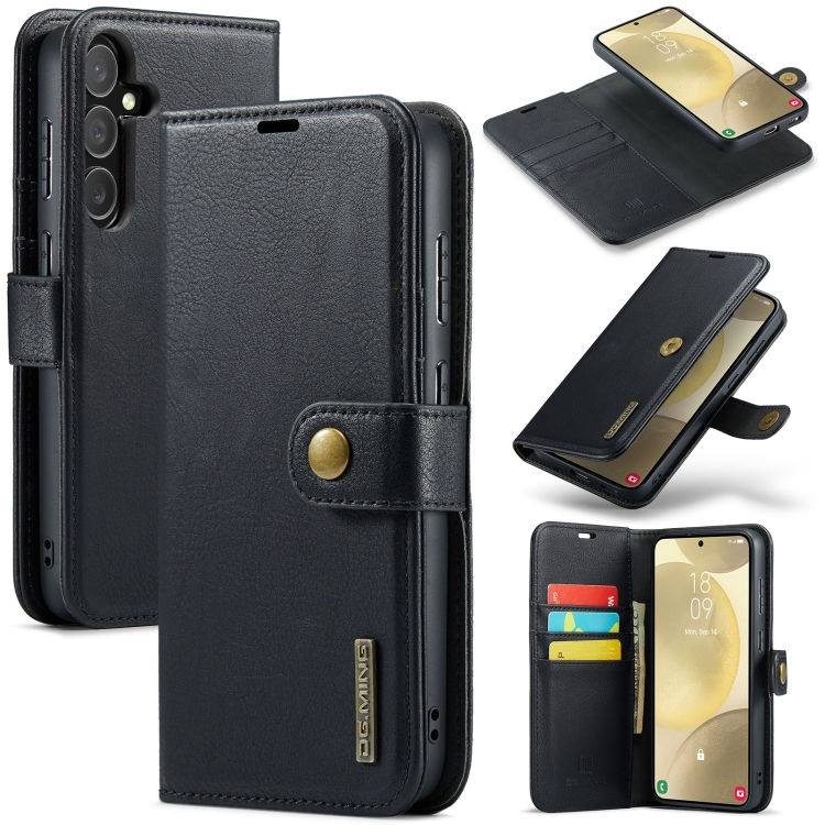 

For Samsung Galaxy S24 FE 5G DG.MING Crazy Horse Texture Detachable Magnetic Leather Case(Black)