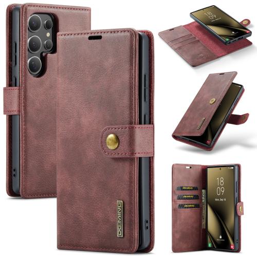 

For Samsung Galaxy S25 Ultra 5G DG.MING Crazy Horse Texture Detachable Magnetic Leather Case(Red)