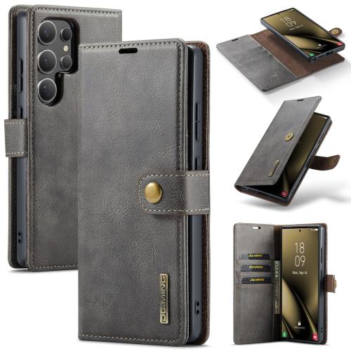 

For Samsung Galaxy S25 Ultra 5G DG.MING Crazy Horse Texture Detachable Magnetic Leather Case(Grey)