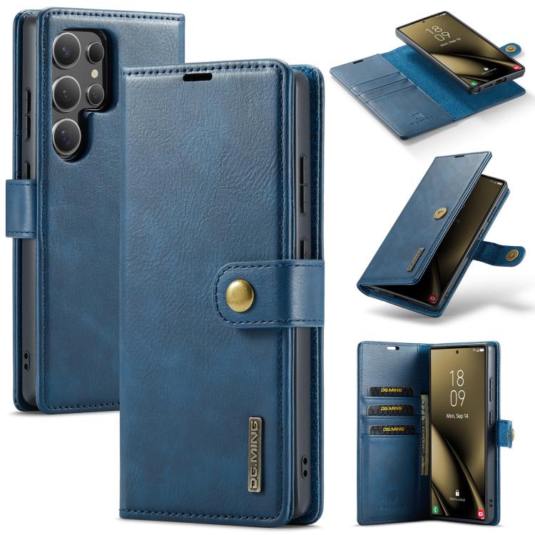 

For Samsung Galaxy S25 Ultra 5G DG.MING Crazy Horse Texture Detachable Magnetic Leather Case(Blue)