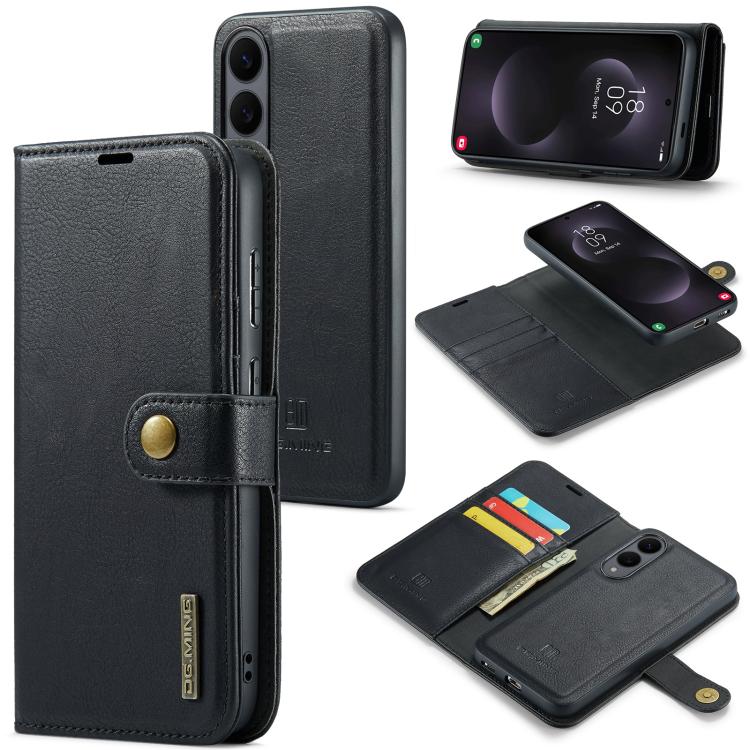 

For Samsung Galaxy S25 Edge 5G DG.MING Crazy Horse Texture Detachable Magnetic Leather Case(Black)