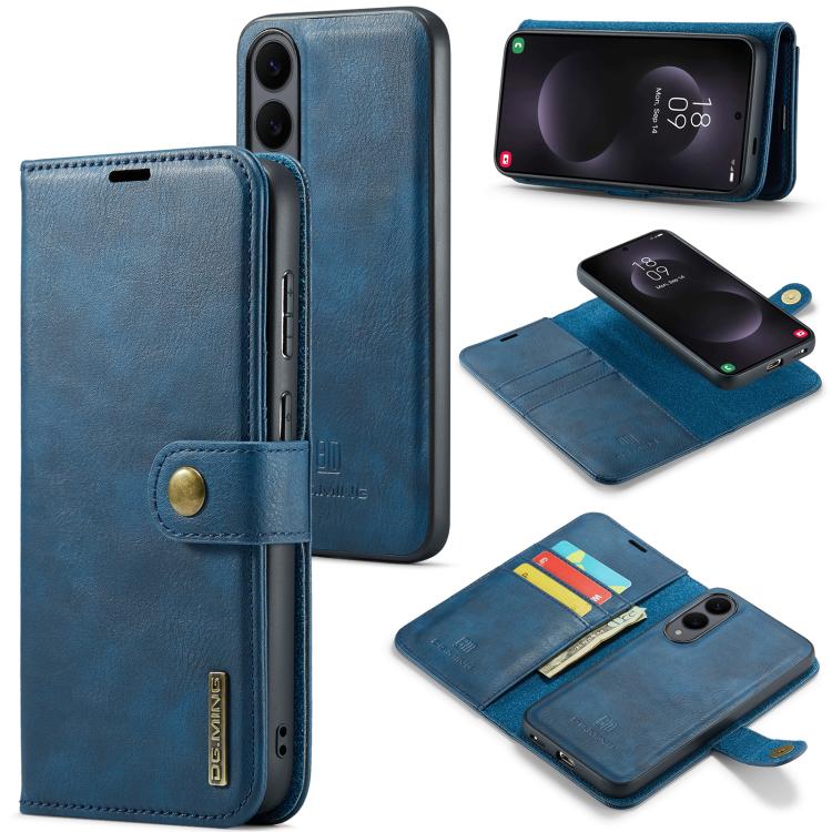 

For Samsung Galaxy S25 Edge 5G DG.MING Crazy Horse Texture Detachable Magnetic Leather Case(Blue)