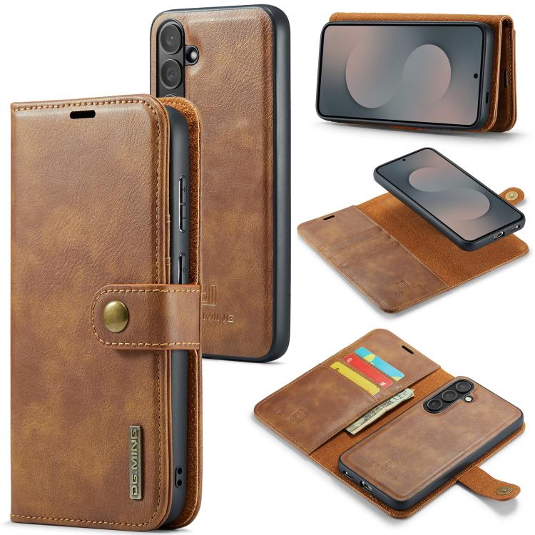 

For Samsung Galaxy S25 FE 5G DG.MING Crazy Horse Texture Detachable Magnetic Leather Case(Brown)
