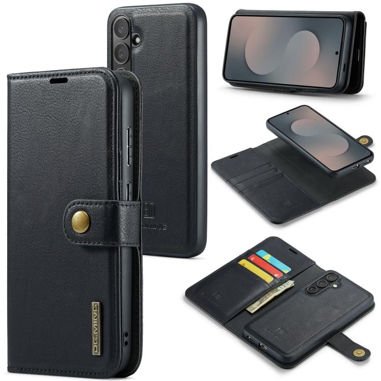 

For Samsung Galaxy S25 FE 5G DG.MING Crazy Horse Texture Detachable Magnetic Leather Case(Black)