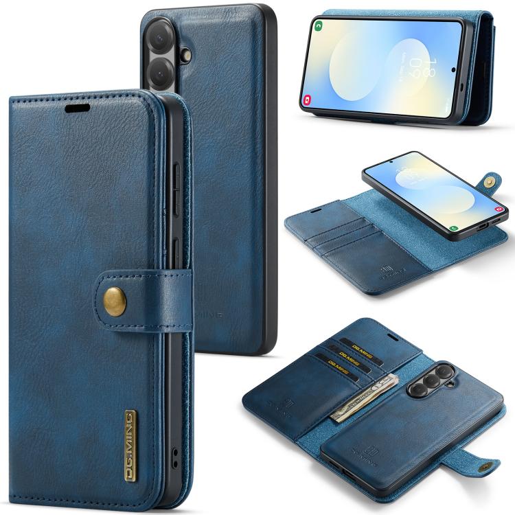 For Samsung Galaxy S26+ 5G DG.MING Crazy Horse Texture Detachable Magnetic Leather Case(Blue)