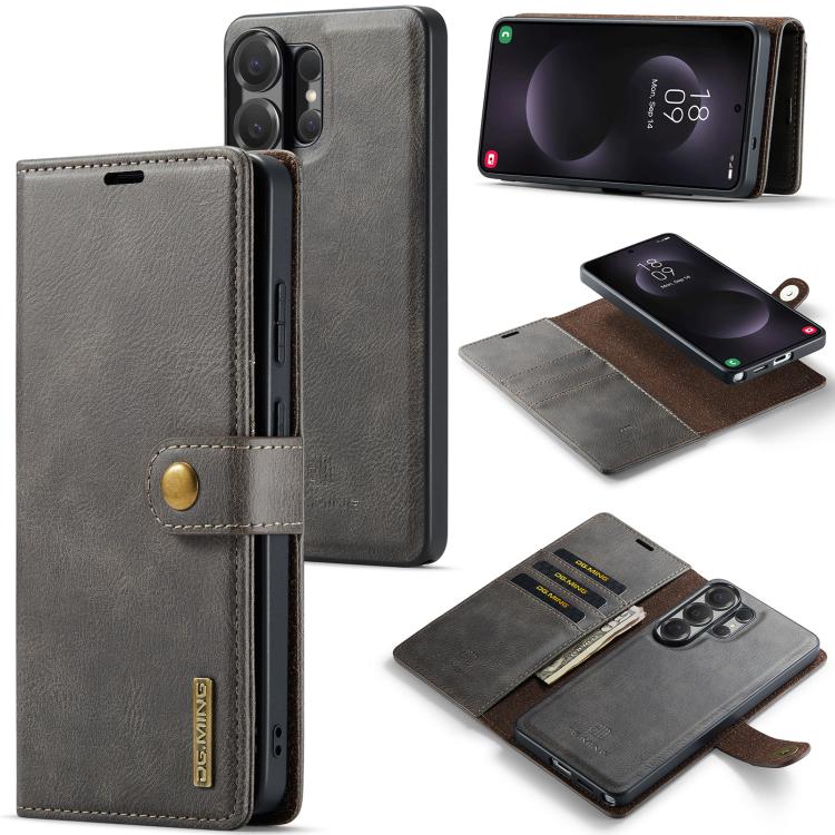 

For Samsung Galaxy S26 Ultra 5G DG.MING Crazy Horse Texture Detachable Magnetic Leather Case(Grey)
