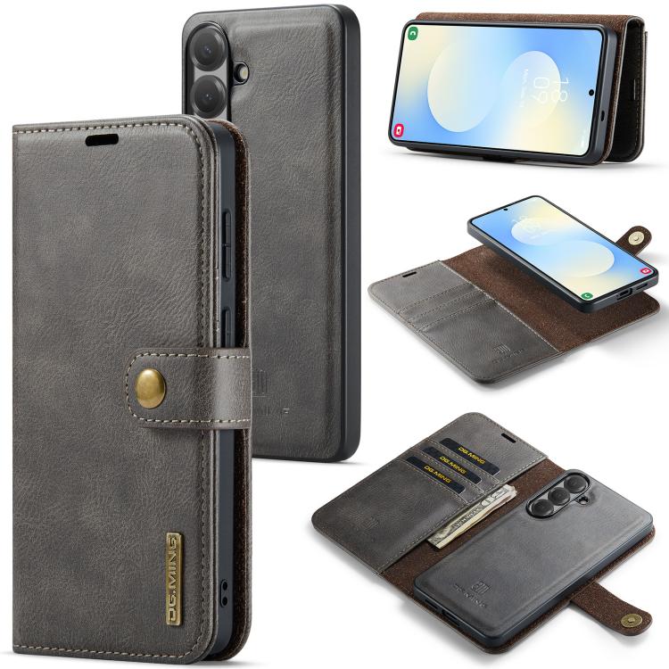 

For Samsung Galaxy S26 5G DG.MING Crazy Horse Texture Detachable Magnetic Leather Case(Grey)
