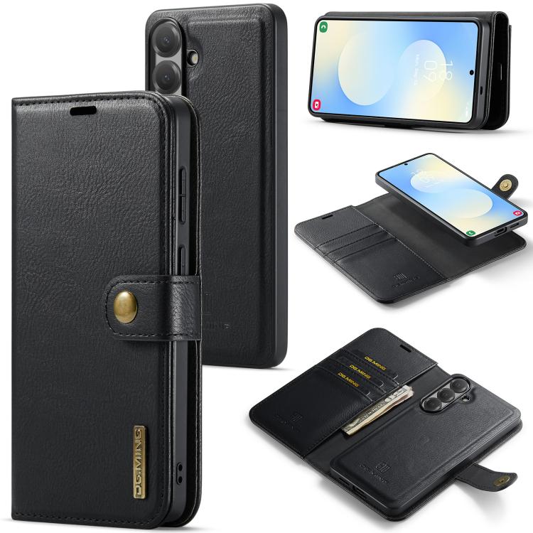 For Samsung Galaxy S26 5G DG.MING Crazy Horse Texture Detachable Magnetic Leather Case(Black)