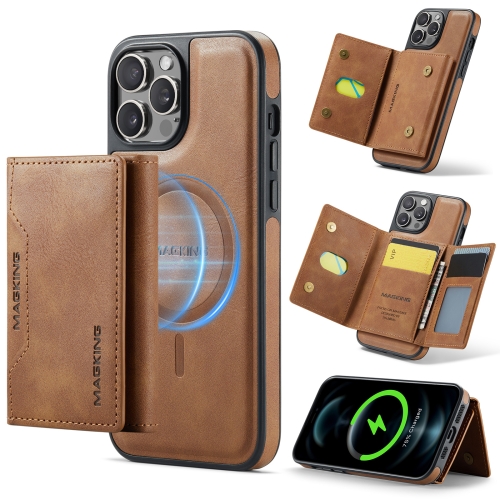 

For iPhone 12 Pro Max DG.MING MAGKING-K2 Series MagSafe RFID Card Bag Detachable Phone Case(Brown)