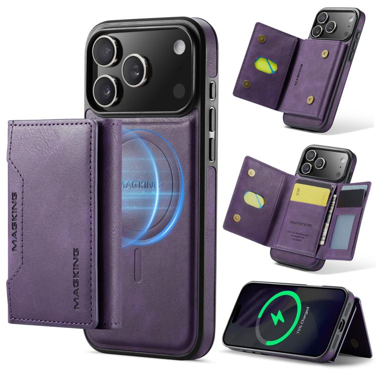 For iPhone 17 Pro Max MAGKING K2 Series MagSafe RFID Card Bag Detachable Phone Case(Purple)