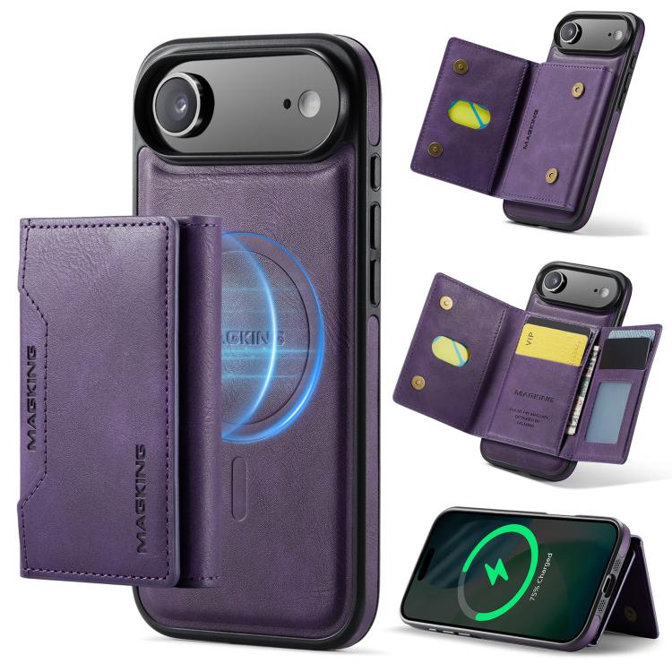 For iPhone Air MAGKING K2 Series MagSafe RFID Card Bag Detachable Phone Case(Purple)