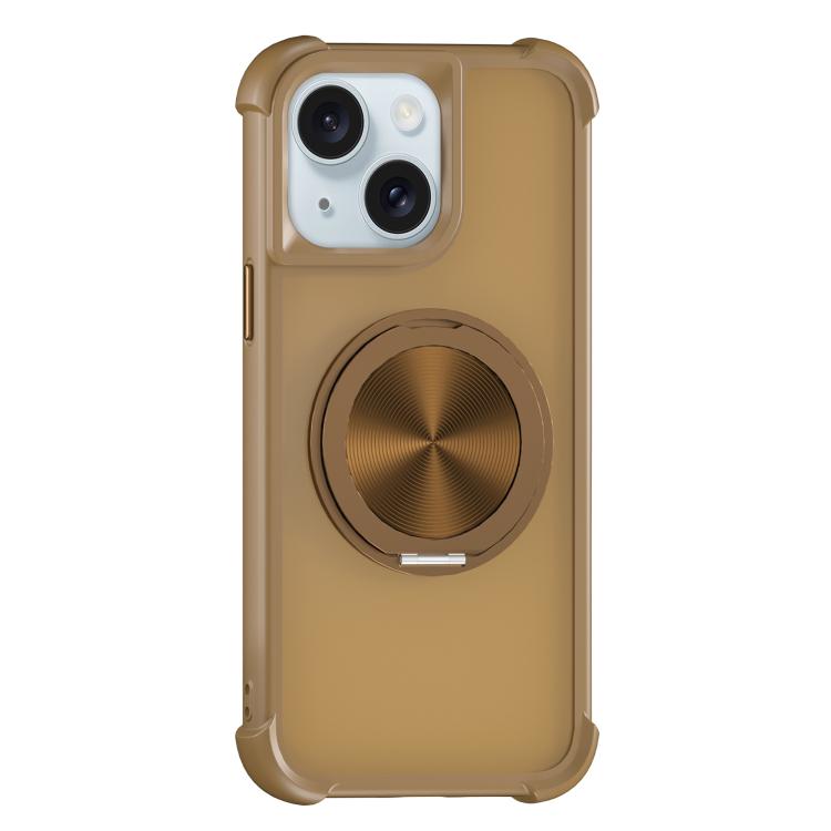 For iPhone 15 CD Texture 360 Degree Rotating Holder MagSafe Phone Case(Desert Gold)