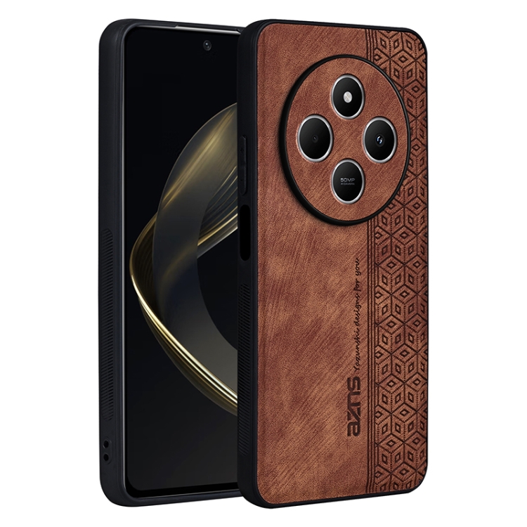 

For Xiaomi Poco C75 AZNS 3D Embossed Skin Feel Phone Case(Brown)