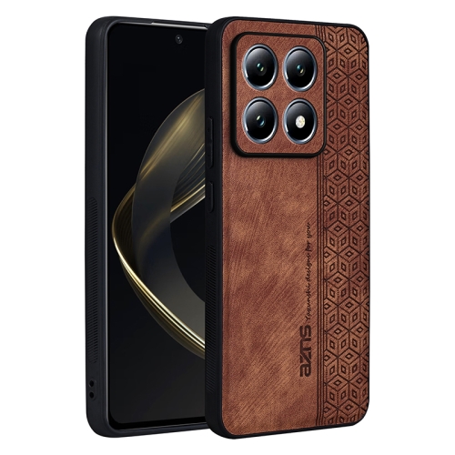 

For Xiaomi 14T Pro AZNS 3D Embossed Skin Feel Phone Case(Brown)