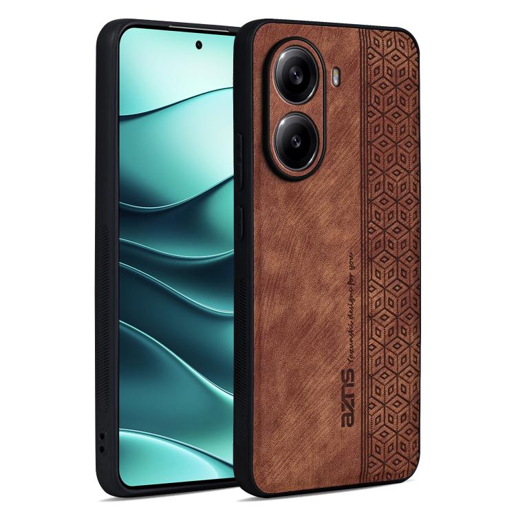 

For Xiaomi Poco X7 Pro AZNS 3D Embossed Skin Feel Phone Case(Brown)