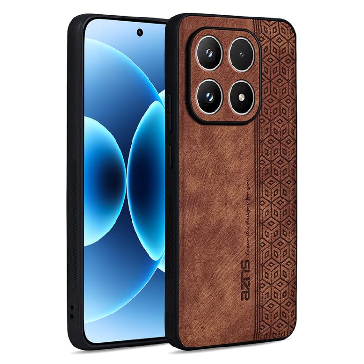 

For Xiaomi 15T 5G AZNS 3D Embossed Skin Feel Phone Case(Brown)