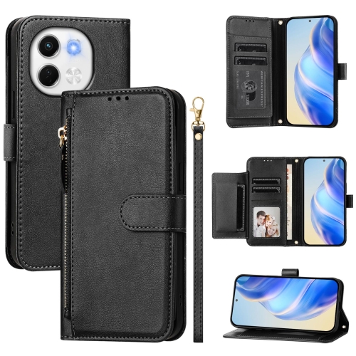 

For Tecno Spark 30 5G / Pova 6 Neo 5G Multi-Card Slots Zipper Wallet Leather Phone Case(Black)