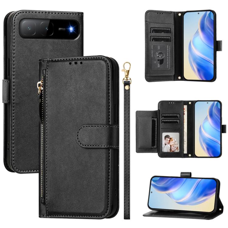 

For Tecno Spark Go 5G 2025 / Hot 60i 5G Multi-Card Slots Zipper Wallet Leather Phone Case(Black)