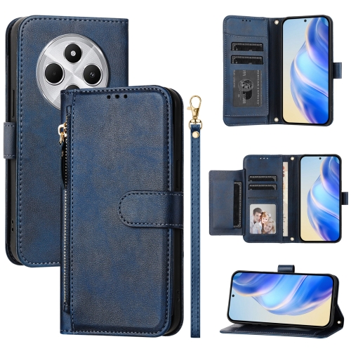 

For Redmi 14C 4G Multi-Card Slots Zipper Wallet Leather Phone Case(Blue)