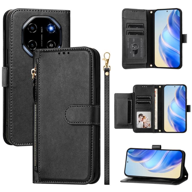 

For Blackview Shark 6 Multi-Card Slots Zipper Wallet Leather Phone Case(Black)