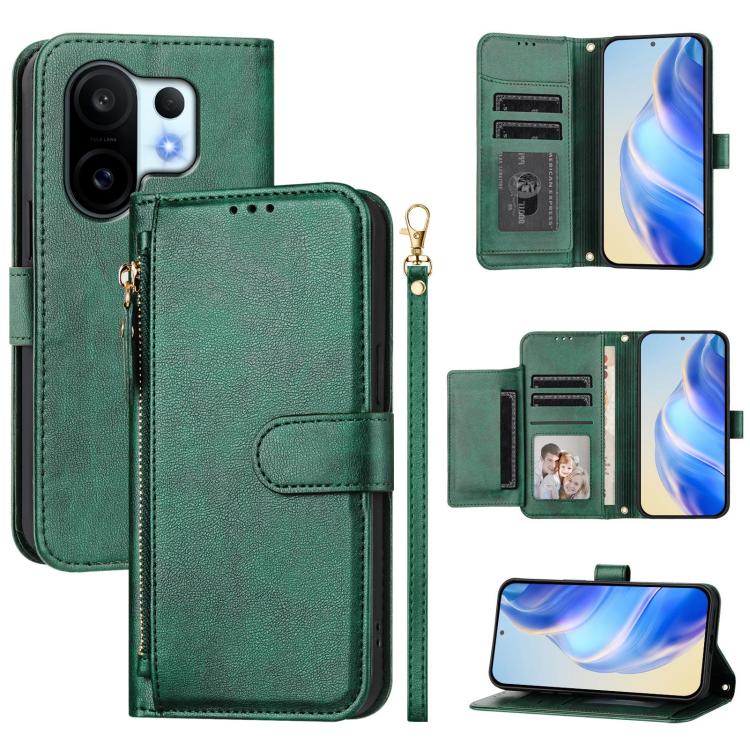 

For vivo S30 Pro mini Multi-Card Slots Zipper Wallet Leather Phone Case(Green)