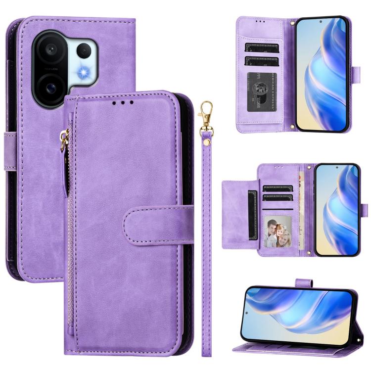 

For vivo S30 Pro mini Multi-Card Slots Zipper Wallet Leather Phone Case(Purple)