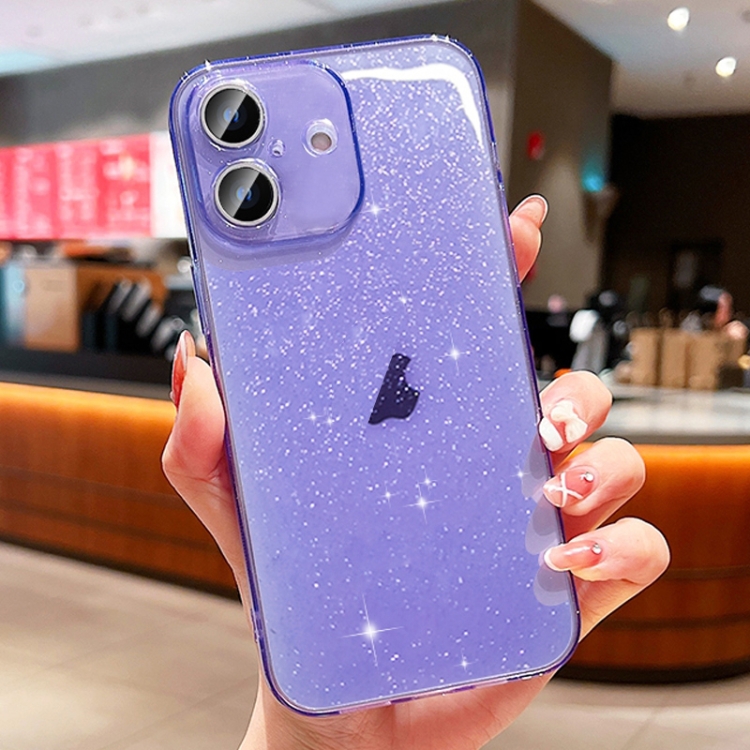 

For iPhone 16 Glitter Powder TPU Phone Case(Transparent Purple)