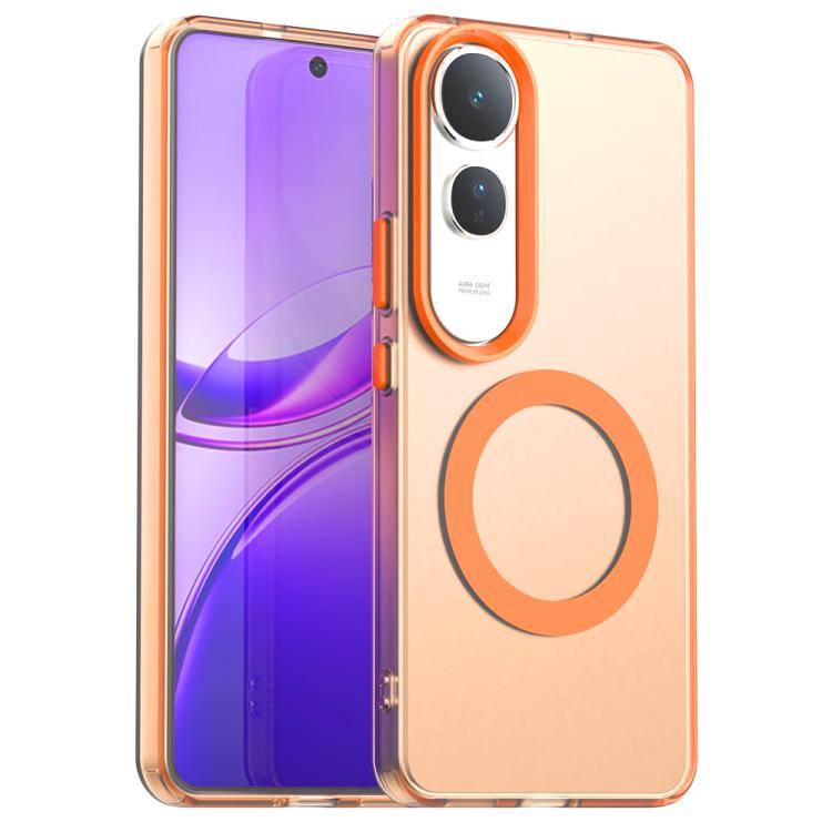 MOJIA Leder-Handyhülle Für Vivo V50 Lite 4G/5G – Mit Magnetverschluss, Kartenfächern & Ständerfunktion, In Orange