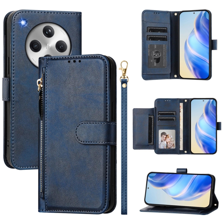 

For OPPO Find X8 Multi-Card Slots Zipper Wallet Leather Phone Case(Blue)