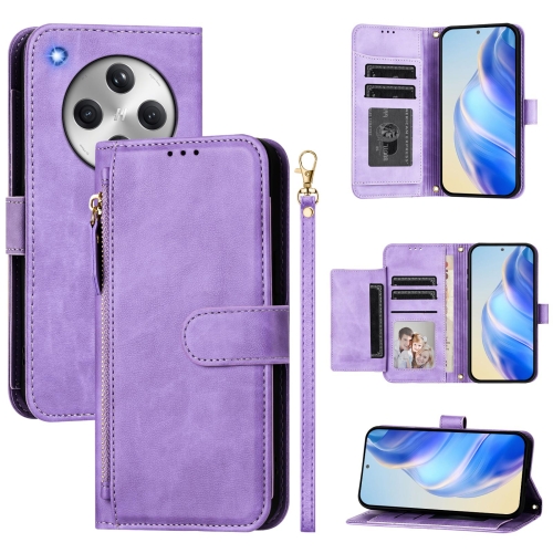 

For OPPO Find X8 Multi-Card Slots Zipper Wallet Leather Phone Case(Purple)