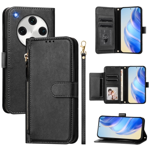 

For OPPO Find X8 Pro Multi-Card Slots Zipper Wallet Leather Phone Case(Black)