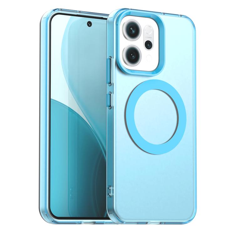 

For OPPO Reno14 Global Candy Magsafe PC Hybrid TPU Phone Case(Blue)