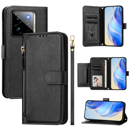 

For Realme GT 7 Pro Multi-Card Slots Zipper Wallet Leather Phone Case(Black)