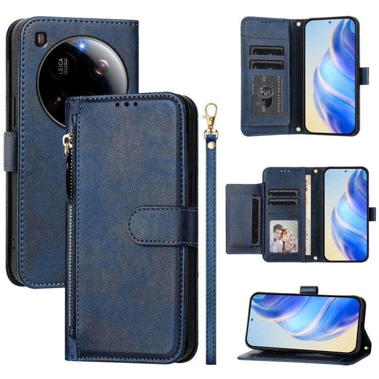 

For Xiaomi 15 Ultra Multi-Card Slots Zipper Wallet Leather Phone Case(Blue)