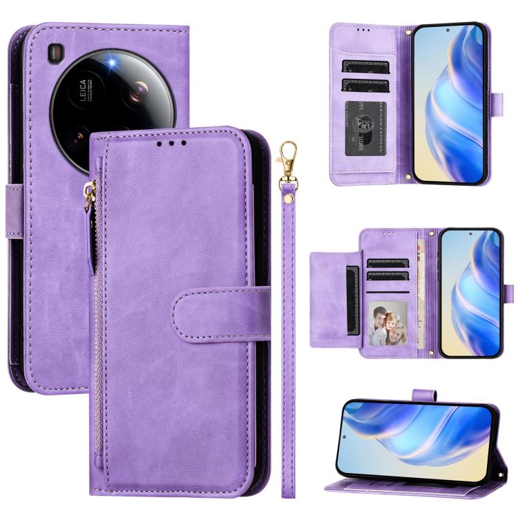 

For Xiaomi 15 Ultra Multi-Card Slots Zipper Wallet Leather Phone Case(Purple)
