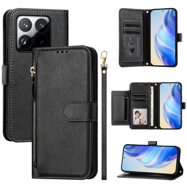 

For Xiaomi 15T 5G Multi-Card Slots Zipper Wallet Leather Phone Case(Black)