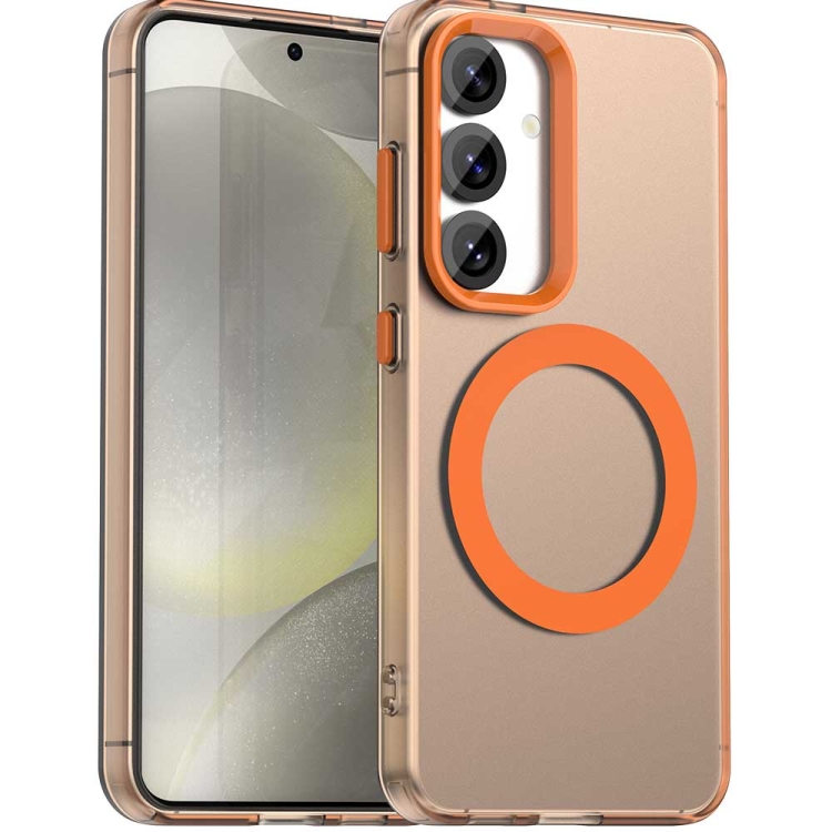 

For Samsung Galaxy S25 5G Candy Magsafe PC Hybrid TPU Phone Case(Orange)