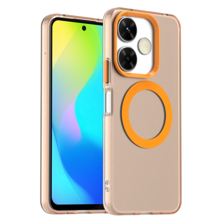 

For Xiaomi Poco M6 Plus Candy Magsafe PC Hybrid TPU Phone Case(Orange)