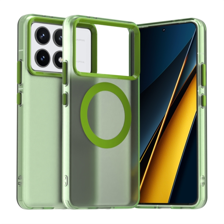 

For Xiaomi Poco F6 Pro Candy Magsafe PC Hybrid TPU Phone Case(Green)
