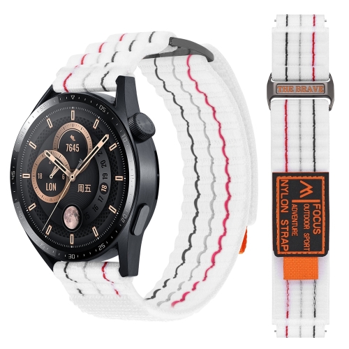 

20mm Dual-Section Sports Style Nylon Loop Watch Band(White)