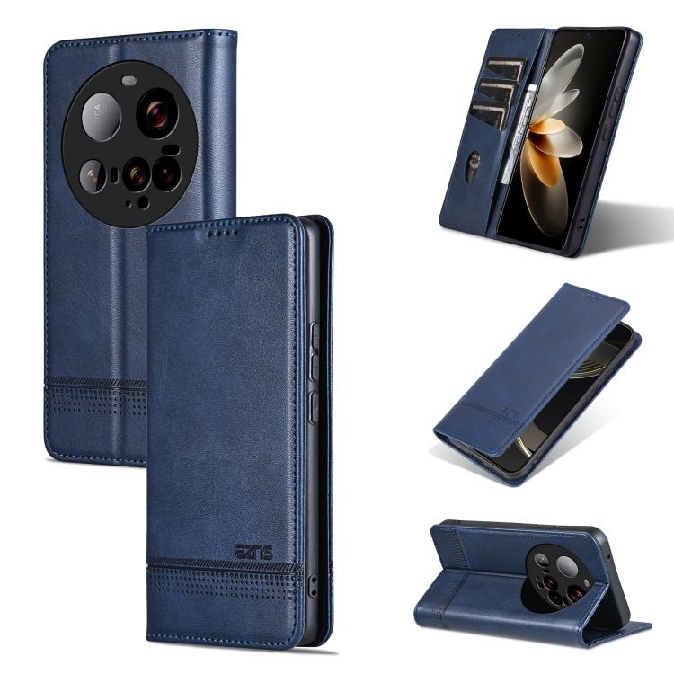 

For Xiaomi 15 Ultra AZNS Magnetic Calf Texture Flip Leather Phone Case(Dark Blue)