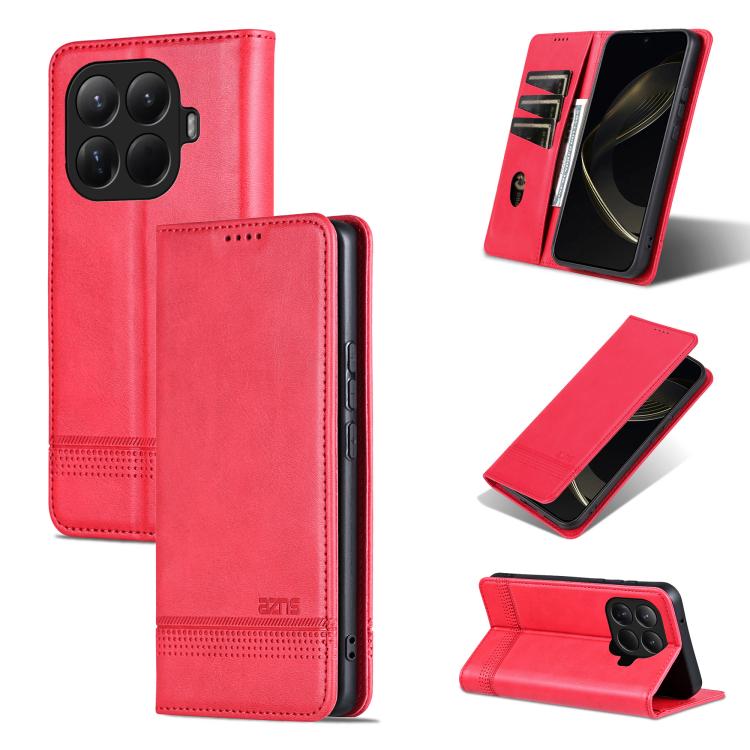 

For Xiaomi 15T Pro 5G AZNS Magnetic Calf Texture Flip Leather Phone Case(Red)
