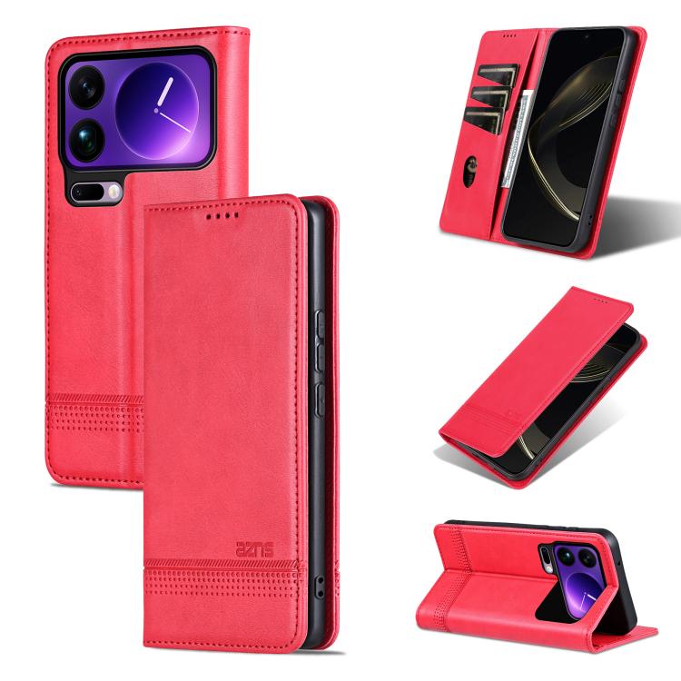 

For Xiaomi 17 Pro AZNS Magnetic Calf Texture Flip Leather Phone Case(Red)