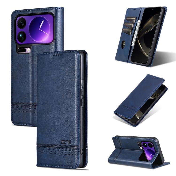 

For Xiaomi 17 Pro AZNS Magnetic Calf Texture Flip Leather Phone Case(Dark Blue)