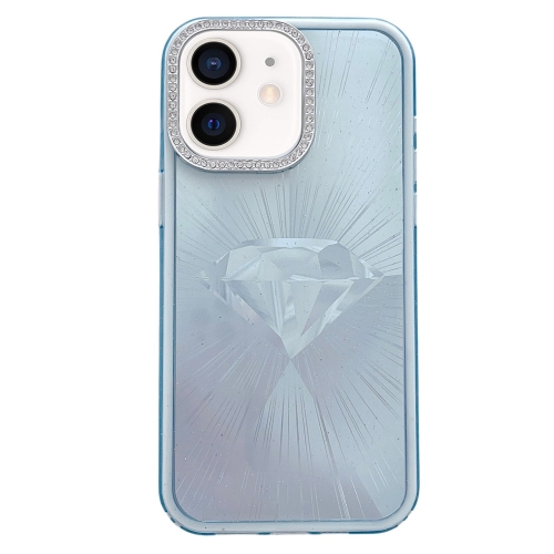 

For iPhone 12 Diamond Texture TPU Hybrid PC IMD Phone Case(Blue)